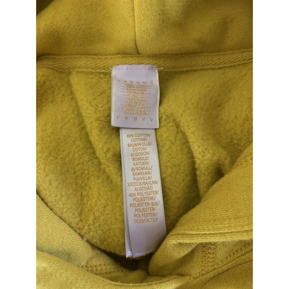 Savage X Fenty Mustard Yellow Cropped Hoodie Oversized Streetwear Medium - Picture 5 of 6